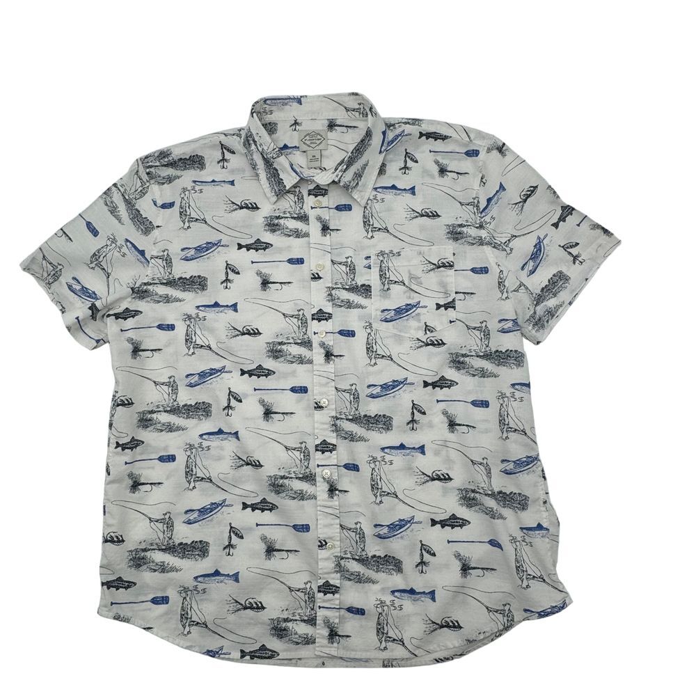 St. John's‎ Bay Fishing Theme Button-Down Shirt Outdoor Print XXL